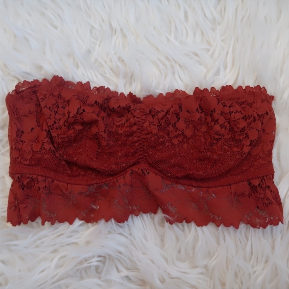 Lace Red Bandeau Bralette Bra Beautiful!